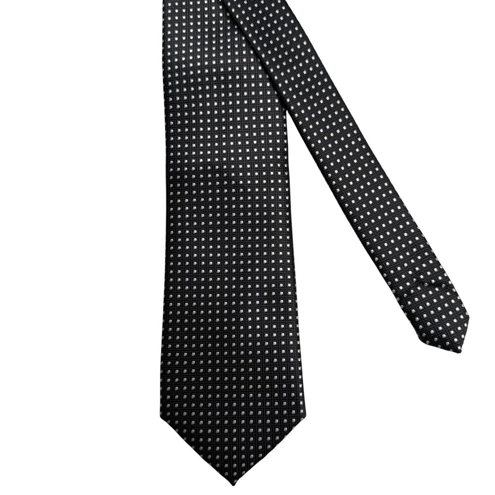 Gianfranco Tie Made in Italy Black w/White Micro-Pattern Dot 3.25x61 Long
